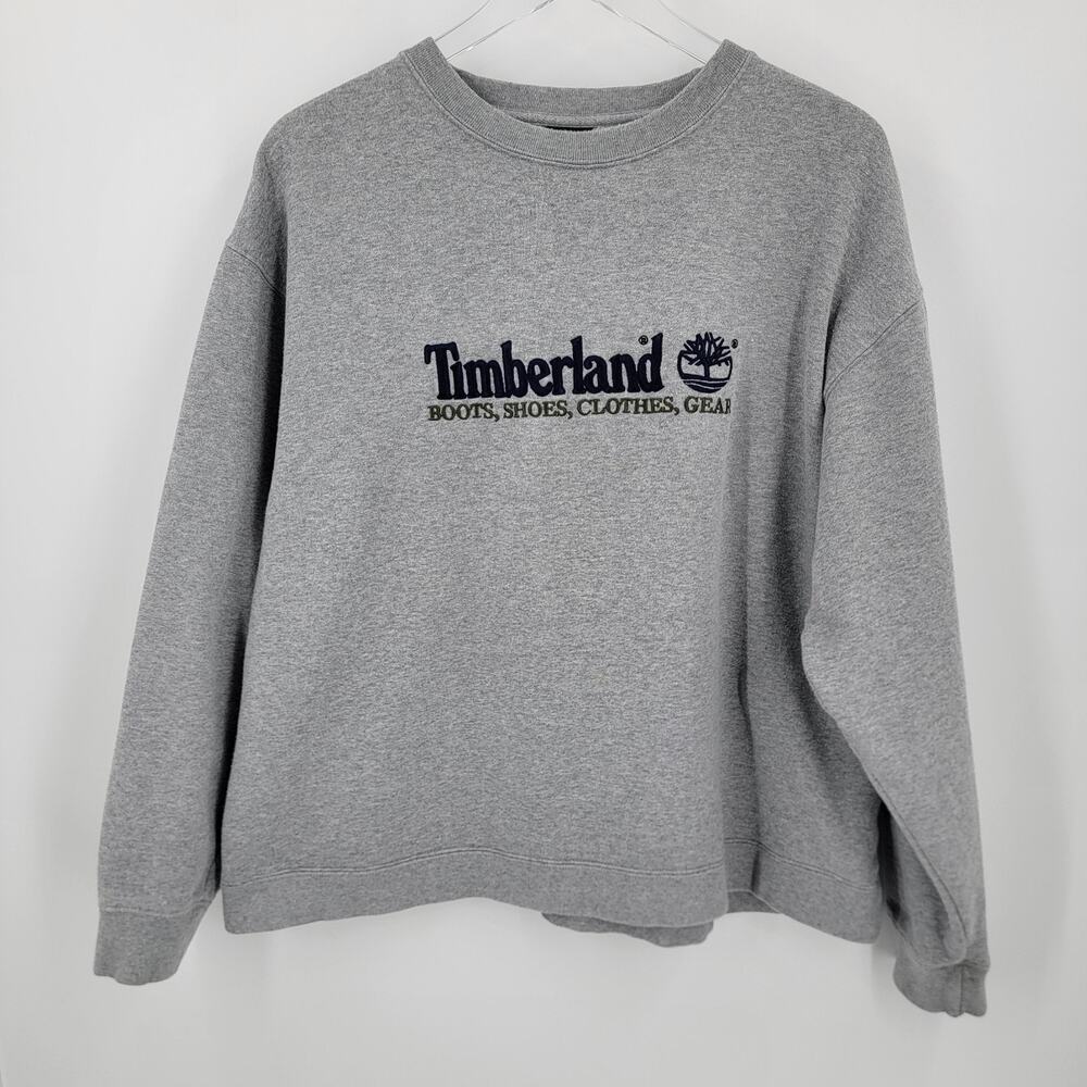 Timberland Crew Neck Sweatshirt Mens Large Gray Embroidered 2001 Vintage
